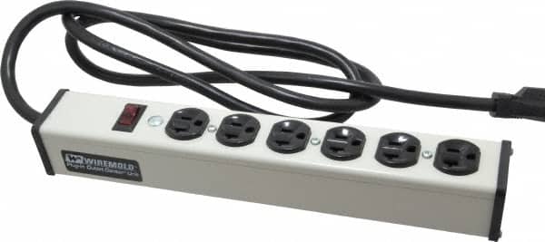 Wiremold ULB620-6 6 Outlets, 120 Volts, 20 Amps, 6 Cord, Power Outlet Strip 