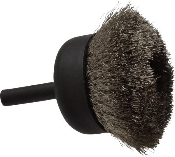 Cup Brush: 1-3/4" Dia, 0.006" Wire Dia, Stainless Steel, Crimped