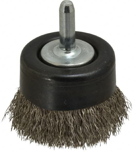 Cup Brush: 2" Dia, 0.0104" Wire Dia, Stainless Steel, Crimped