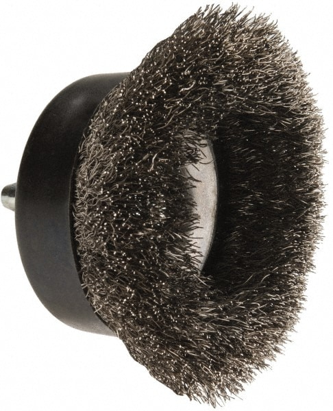 Osborn 3241600 Cup Brush: 2-1/2" Dia, 0.008" Wire Dia, Stainless Steel, Crimped Image