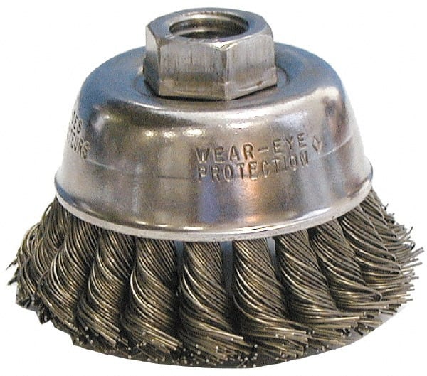 Osborn 3357200 Cup Brush: 2-3/4" Dia, 0.02" Wire Dia, Stainless Steel, Knotted 