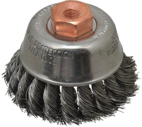 Osborn 3355300 Cup Brush: 2-3/4" Dia, 0.014" Wire Dia, Steel, Knotted 
