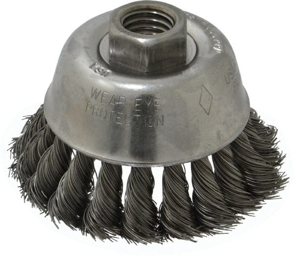 Osborn 3355500 Cup Brush: 2-3/4" Dia, 0.014" Wire Dia, Steel, Knotted 