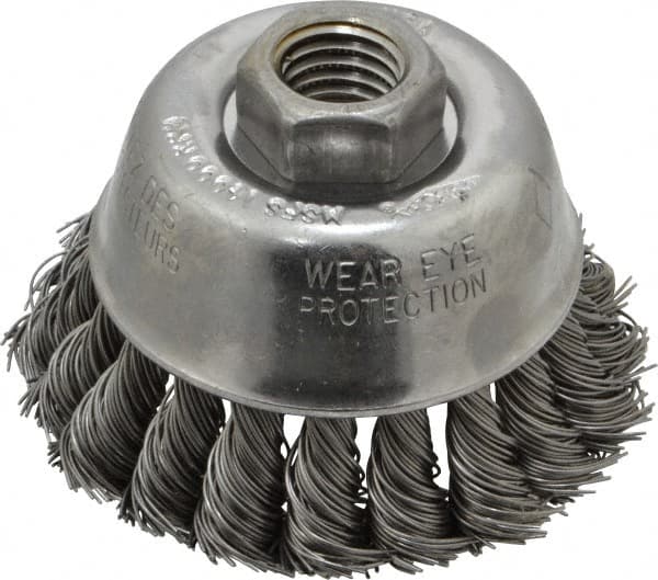 Osborn 3356100 Cup Brush: 2-3/4" Dia, 0.02" Wire Dia, Steel, Knotted 