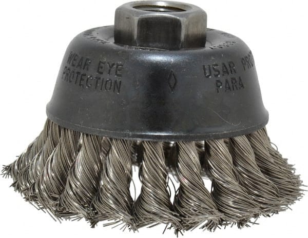 Osborn 3356700 Cup Brush: 2-3/4" Dia, 0.014" Wire Dia, Stainless Steel, Knotted 