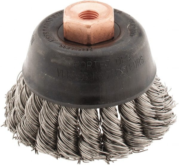 Osborn 3357100 Cup Brush: 2-3/4" Dia, 0.02" Wire Dia, Stainless Steel, Knotted 