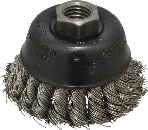 Osborn 3357300 Cup Brush: 2-3/4" Dia, 0.02" Wire Dia, Stainless Steel, Knotted 