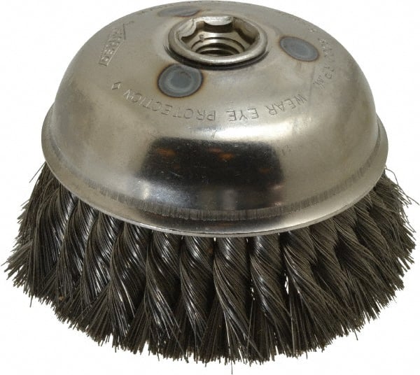 Osborn 3301100 Cup Brush: 6" Dia, 0.014" Wire Dia, Steel, Knotted 
