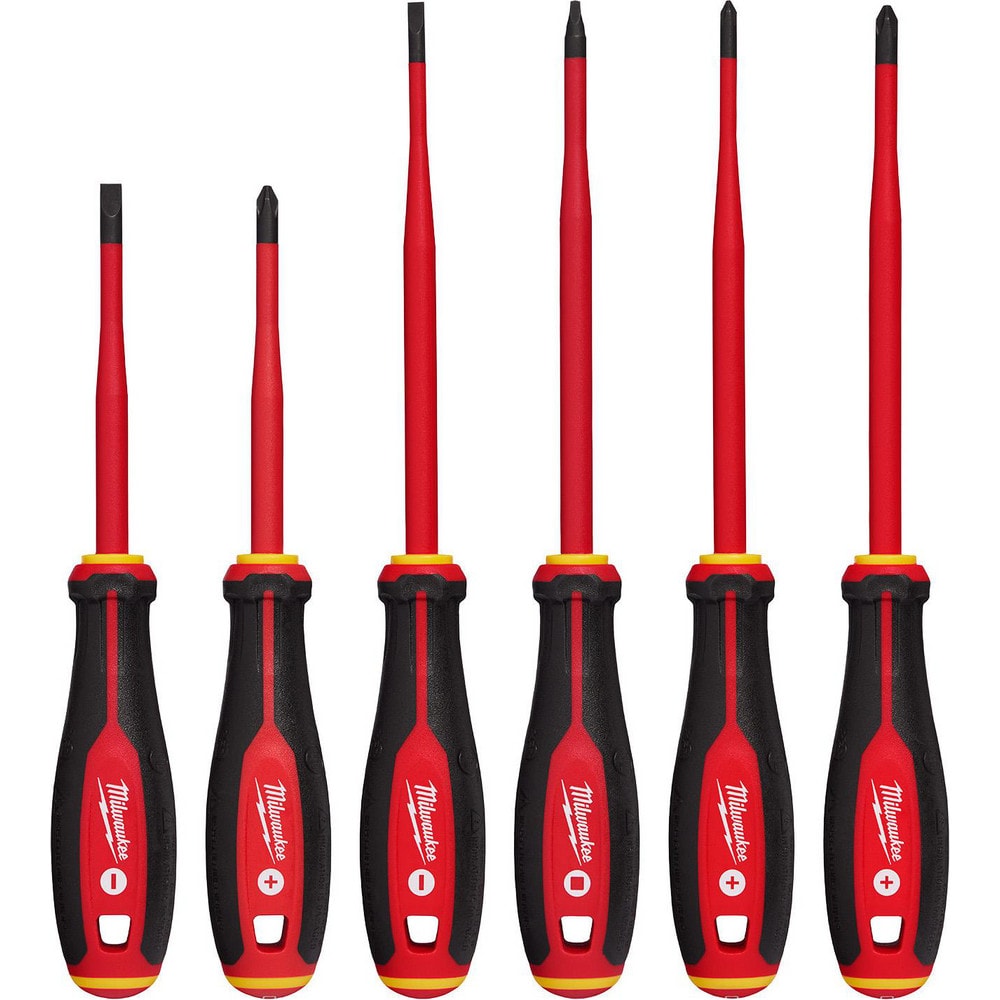 Screwdriver Sets; Screwdriver Types Included: Square; Cabinet; Philips ; Container Type: None ; Tether Style: Tether Capable ; Finish: Matte ; Number Of Pieces: 6 ; Insulated: Yes