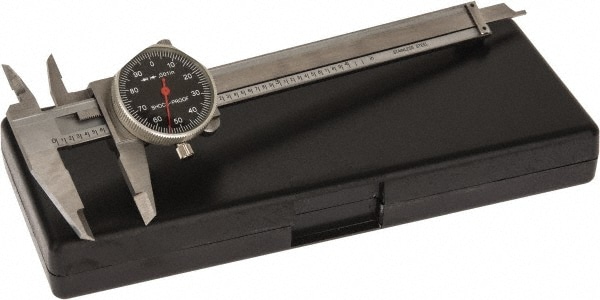 Dial Caliper: 4'' Range, 0.001'' Graduation, 0.1'' per Revolution