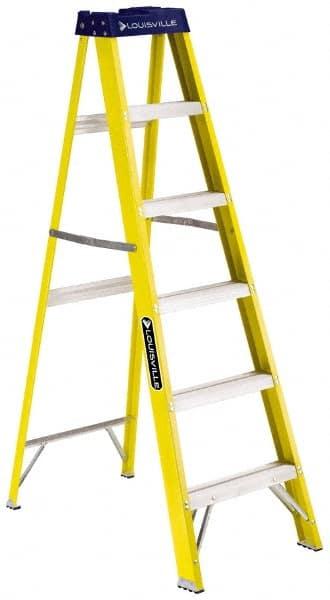 Louisville FS2006 5-Step Ladder: Fiberglass, Type I, 6 OAH 