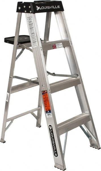 Louisville AS3004 3-Step Ladder: Aluminum, Type IA, 4 OAH 