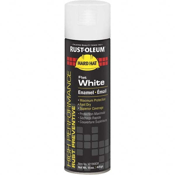 Enamel Spray Paint: White, Flat, 15 oz