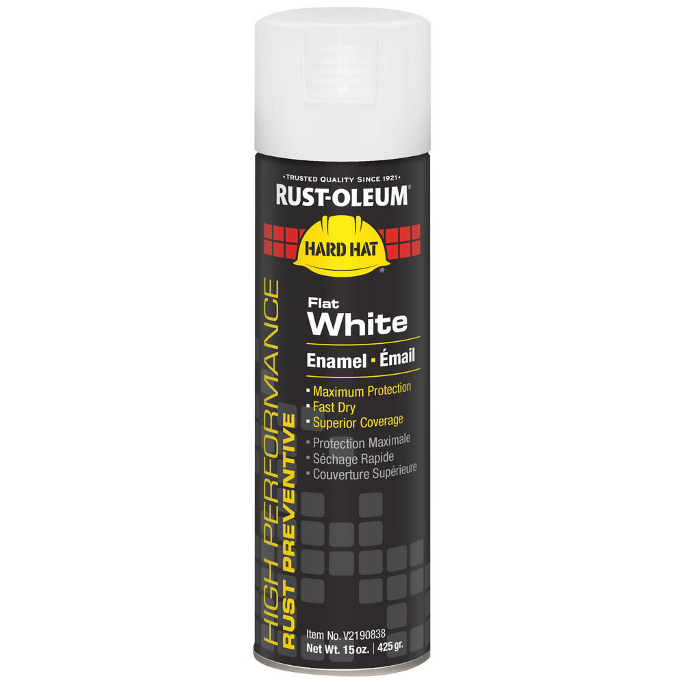 Enamel Spray Paint: White, Flat, 15 oz
