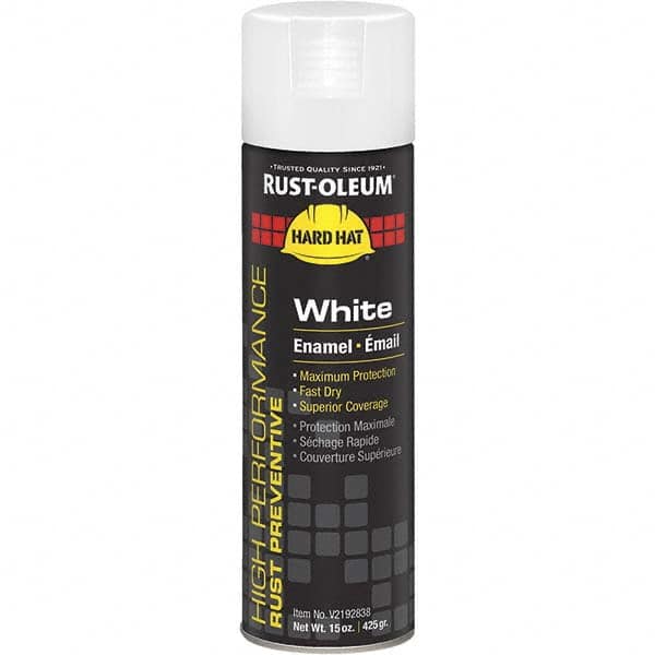 Enamel Spray Paint: White, Gloss, 15 oz