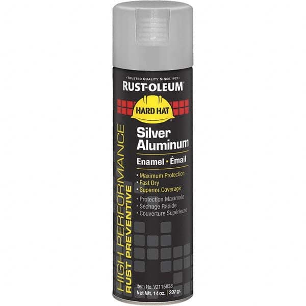 Enamel Spray Paint: Silver Aluminum, Gloss, 14 oz