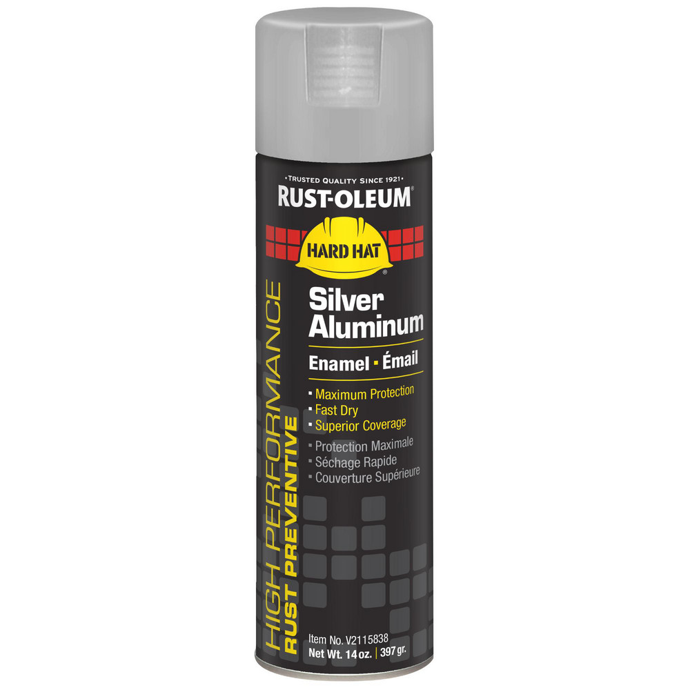 Enamel Spray Paint: Silver Aluminum, Gloss, 14 oz