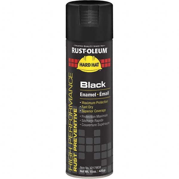 Enamel Spray Paint: Black, Gloss, 15 oz