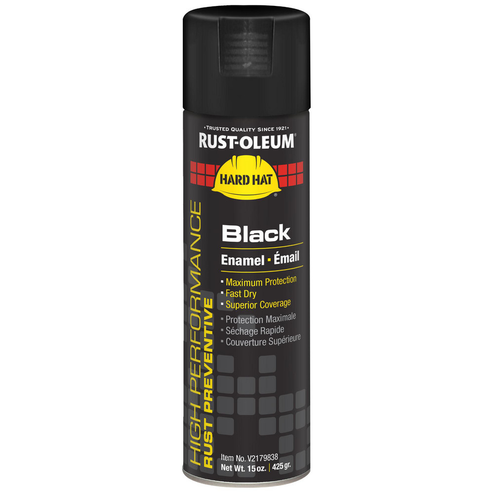 Enamel Spray Paint: Black, Gloss, 15 oz - Outdoor, Use on Equipment, General Plant Maintece, Handrails, Machinery & Structural Steel, 50 to 100 &deg; F