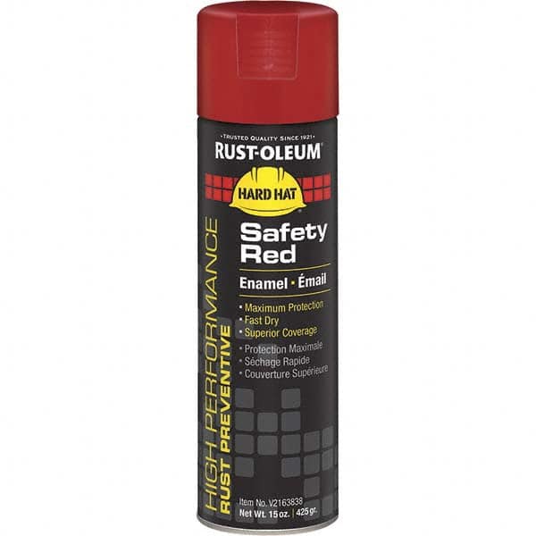 Enamel Spray Paint: Safety Red, Gloss, 15 oz