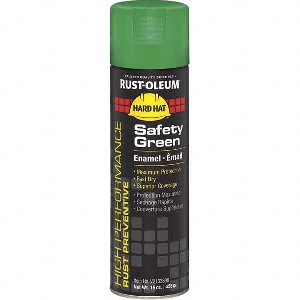 Enamel Spray Paint: Safety Green, Gloss, 15 oz