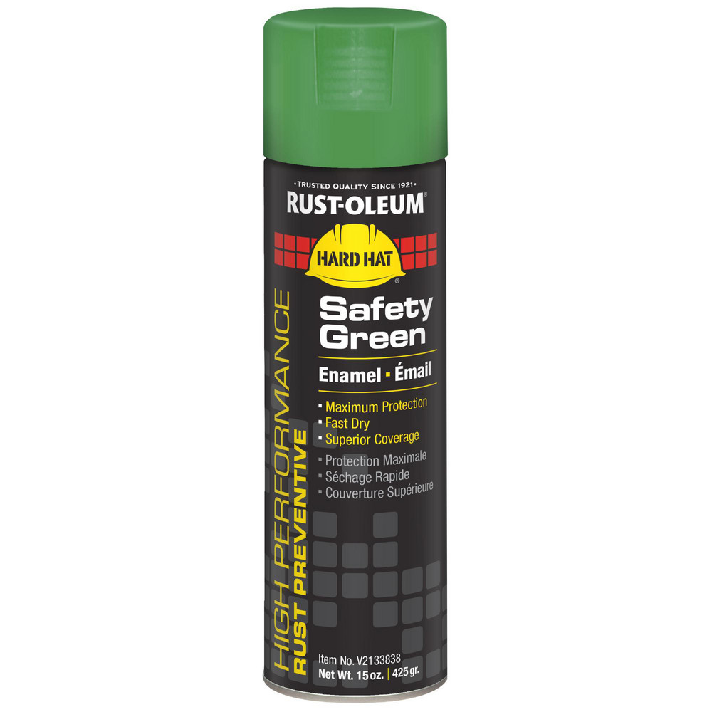 Enamel Spray Paint: Safety Green, Gloss, 15 oz