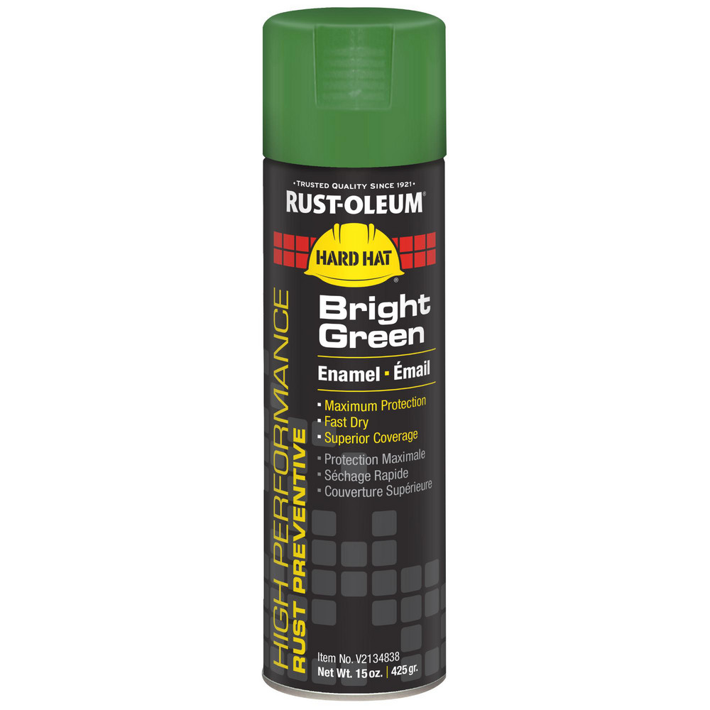Enamel Spray Paint: Bright Green, Gloss, 15 oz