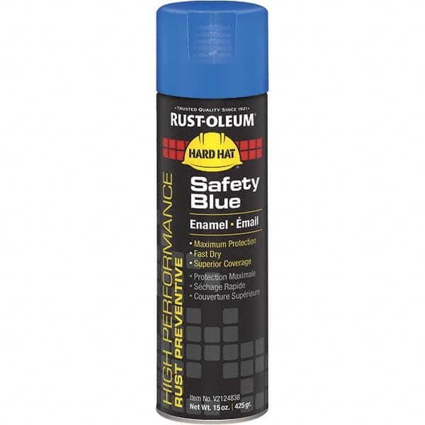 Enamel Spray Paint: Safety Blue, Gloss, 15 oz