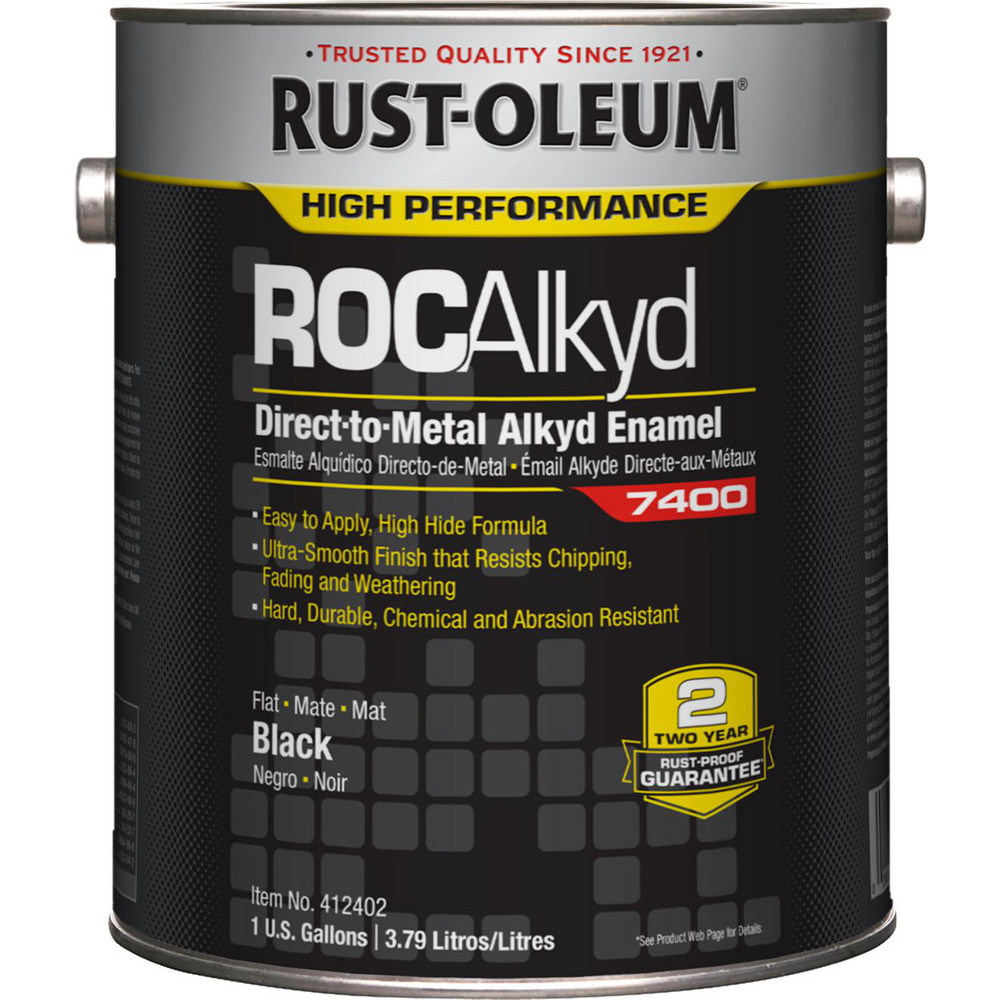 Industrial Enamel Paint: 1 gal, Flat Finish, Black