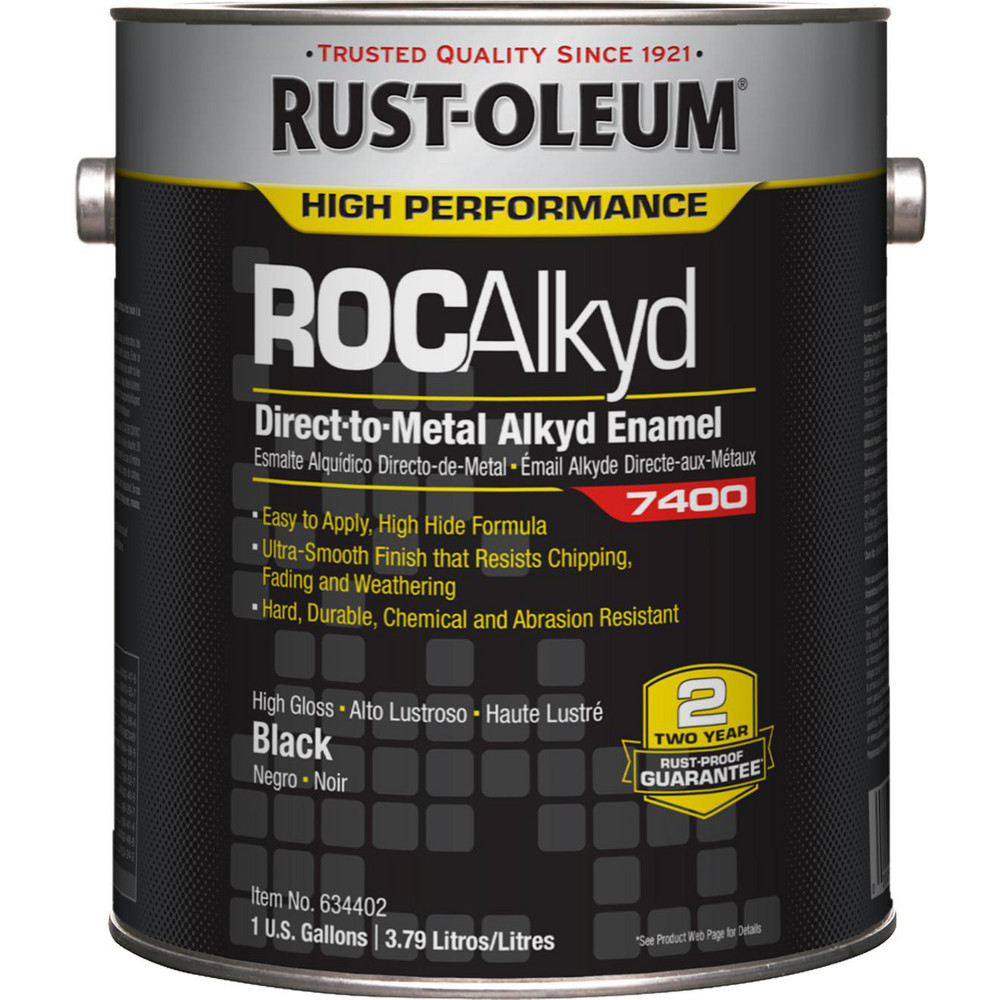 Industrial Enamel Paint: 1 gal, High-Gloss Finish, Black