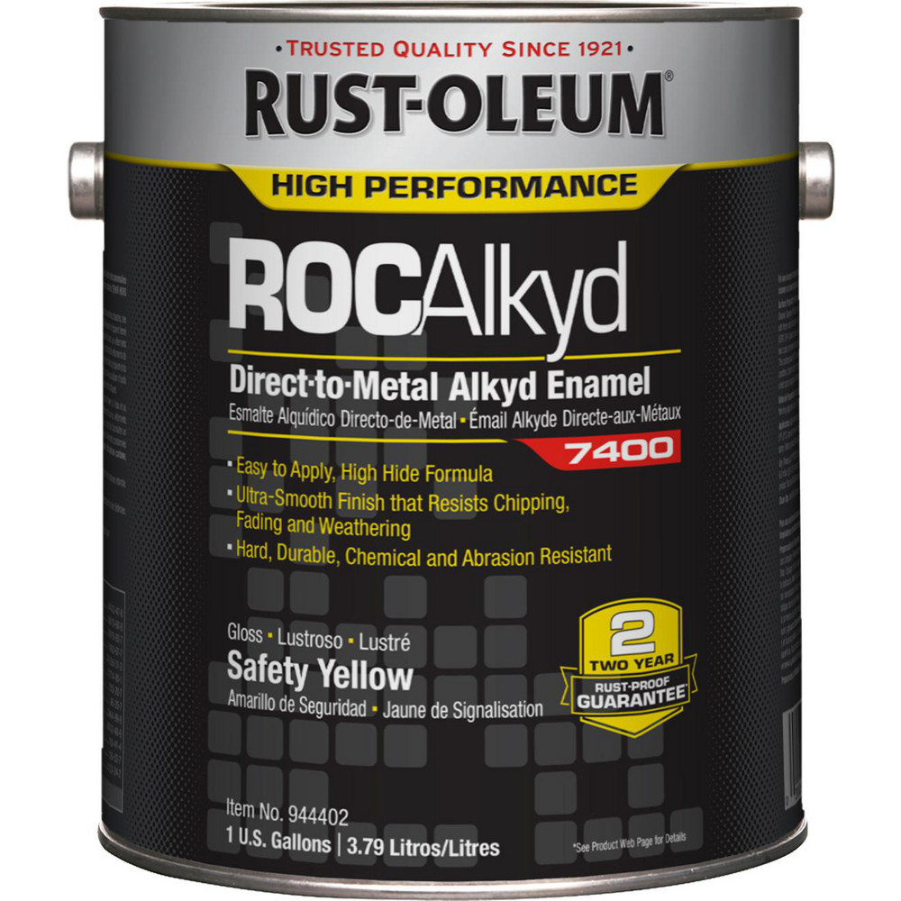 Industrial Enamel Paint: 1 gal, Gloss Finish, Safety Yellow