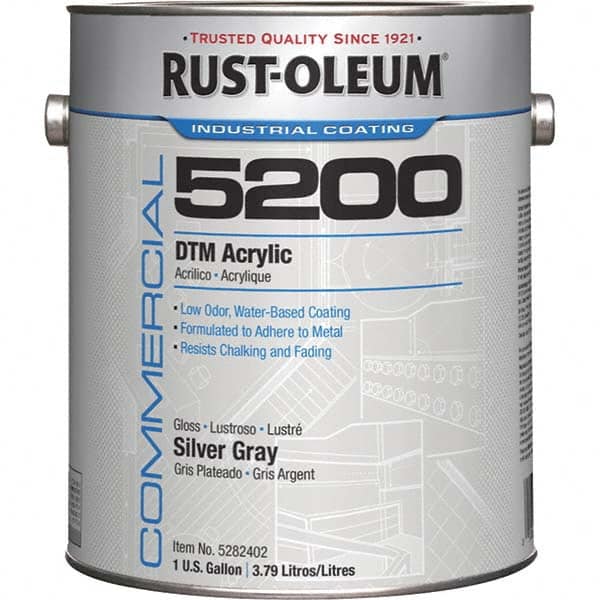 Rust-Oleum 5282402 Acrylic Enamel Paint: 10 gal, Semi-Gloss, Silver Gray 