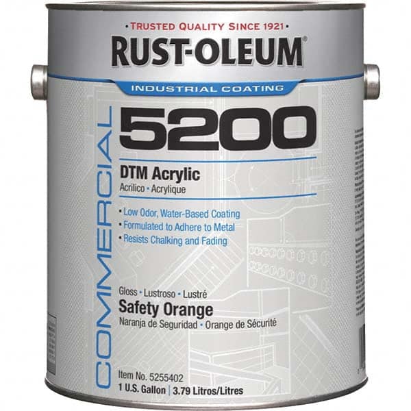 Rust-Oleum 5255402 Acrylic Enamel Paint: 10 gal, Semi-Gloss, Safety Orange 