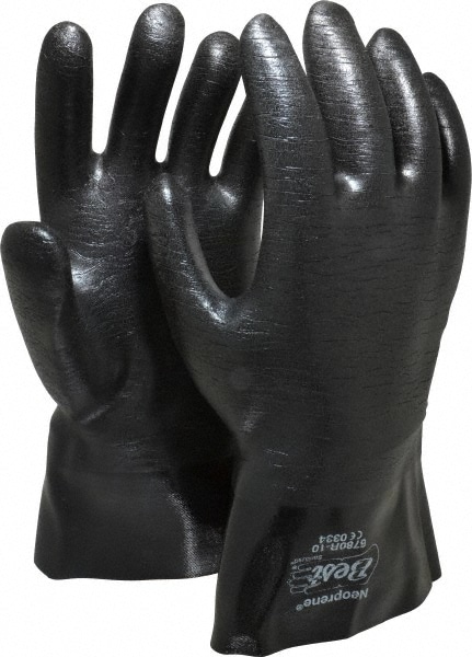 Chemical Resistant Gloves: Large, 26 mil Thick, Neoprene-Coated, Neoprene, Supported