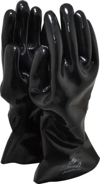 Chemical Resistant Gloves: Large, 26 mil Thick, Neoprene-Coated, Neoprene, Supported