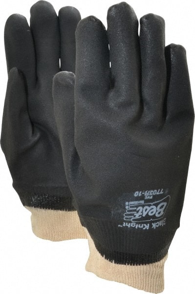 Chemical Resistant Gloves: Large, 30 mil Thick, Polyvinylchloride-Coated, Polyvinylchloride, Supported