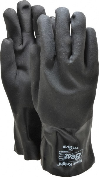 Chemical Resistant Gloves: Large, 30 mil Thick, Polyvinylchloride-Coated, Polyvinylchloride, Supported