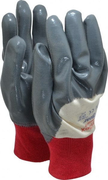 General Purpose Work Gloves: Large, Nitrile Coated, Cotton