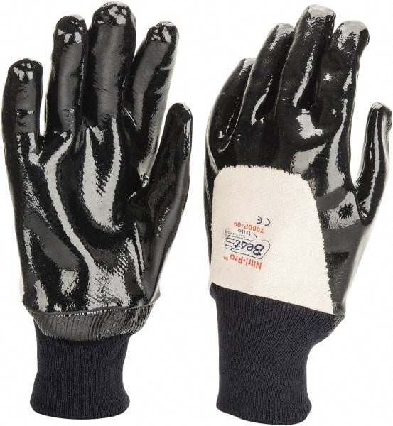 General Purpose Work Gloves: Medium, Nitrile Coated, Cotton & Jersey