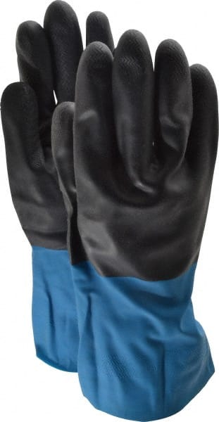 Chemical Resistant Gloves: Large, 26 mil Thick, Neoprene-Coated, Latex & Neoprene, Supported