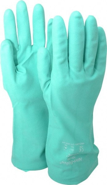 Chemical Resistant Gloves: Medium, 15 mil Thick, Nitrile, Unsupported