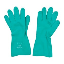 Chemical Resistant Gloves: Large, 15 mil Thick, Nitrile, Unsupported