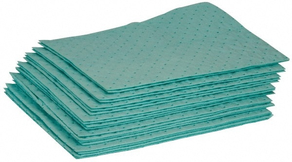 Sorbent Pad: Chemical & Hazmat Use, 15" Wide, 19" Long, 24 gal, Green