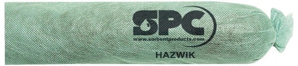 Sock: Chemical & Hazmat, 3" Dia, 12' OAL, 12 gal Absorption, Polypropylene, Green