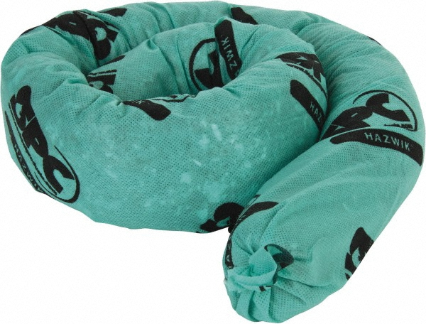 Sock: Chemical & Hazmat, 3" Dia, 48" OAL, 12 gal Absorption, Polypropylene, Green - Chemical & Hazmat, Green