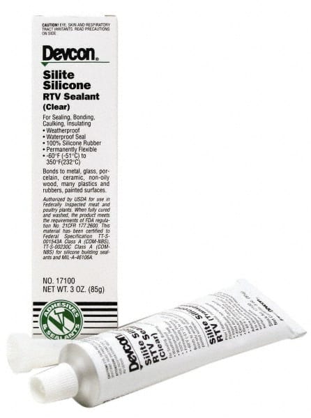 Joint Sealant: 3 oz Tube, Clear, RTV Silicone