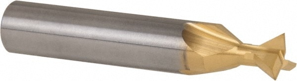 Made in USA SCDT3753-60-TIN Dovetail Cutter: 60 °, 3/8" Cut Dia, 3/16" Cut Width, Carbide Tipped Image