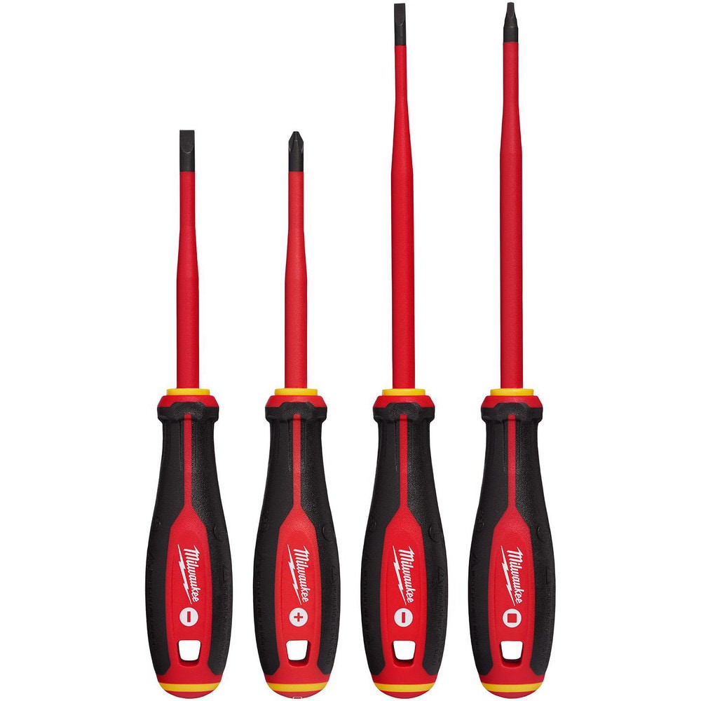 Screwdriver Sets; Screwdriver Types Included: Cabinet; Philips; Square ; Container Type: None ; Tether Style: Tether Capable ; Finish: Matte ; Number Of Pieces: 4 ; Insulated: Yes