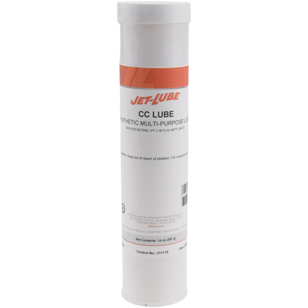 Jet-Lube General Purpose Grease: 14 oz, Synthetic w/ Polytetrafluroethylene - 400 deg F Max, NGLI 1-1/2, Clear | Part #70550