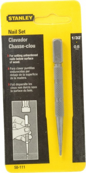Stanley Square Head Nail Punch: 0.8" - 4" OAL, Steel